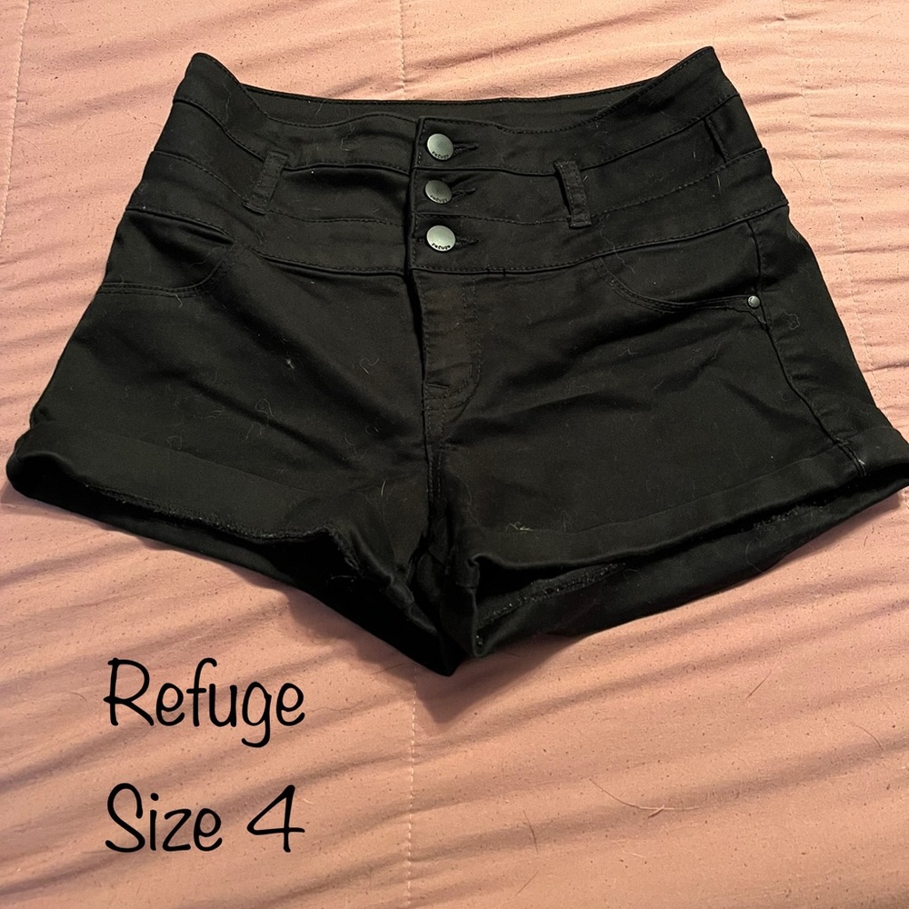Black denim shorts